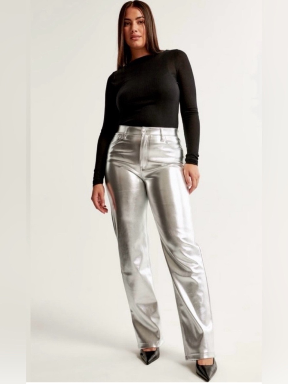 Abercrombie & Fitch Curve Love Vegan Leather 90s Relaxed Pant Size 18R. NWT
